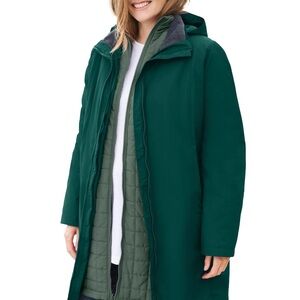 Woman Within Plus Size 3-In-1 Hooded Taslon Jacket